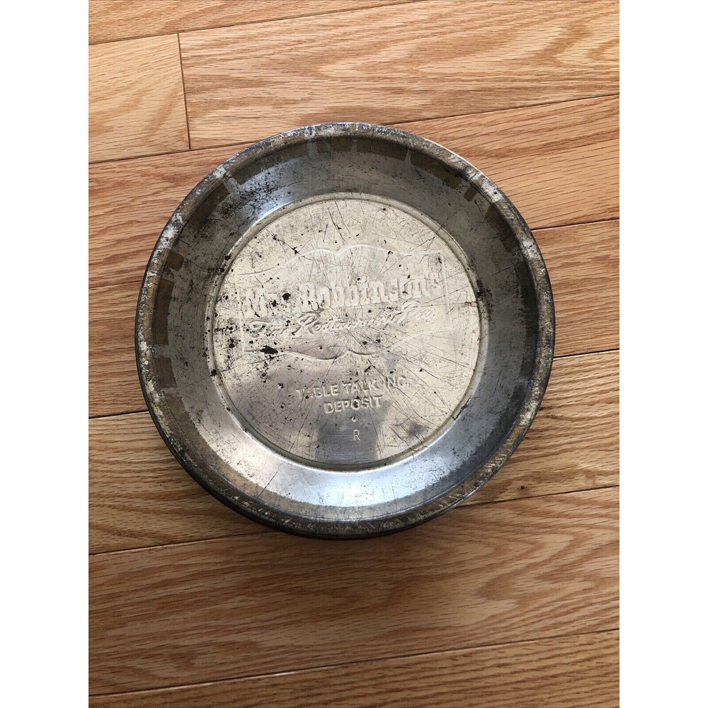 Vintage TABLE TALK Pie Tin MRS ROBBINSONS FINE RESTAURANT PIES Plate table talk